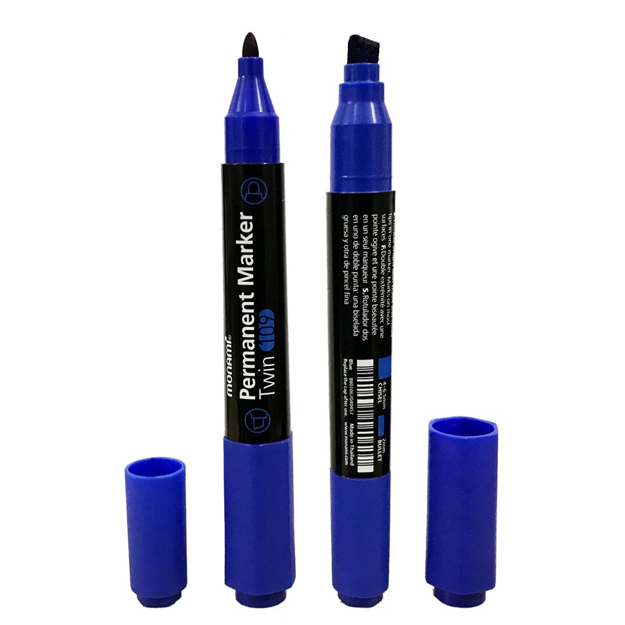 Bút Lông Dầu 2 Đầu Monami Twin 109 - Màu Xanh (Thái Lan)