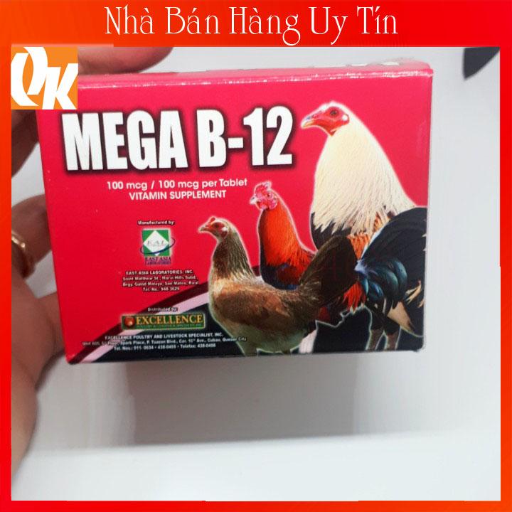 Mega b12 hộp 100 viên-dinh dưỡng nuôi gà đá tăng bo-tăng nước máu