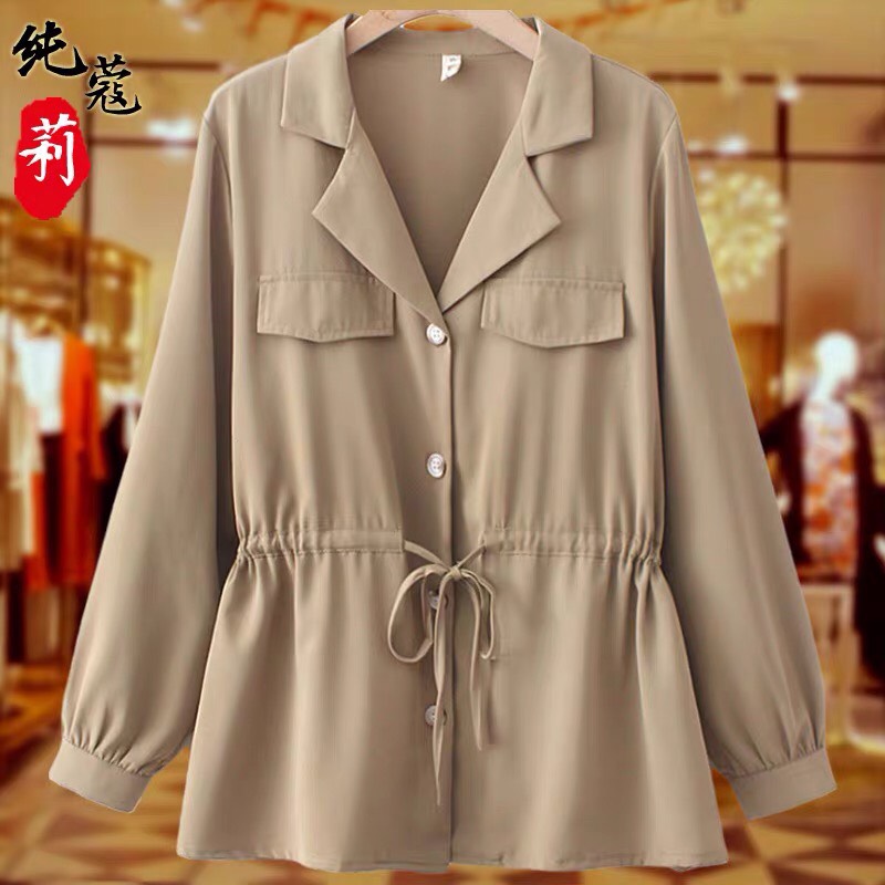 Áo sơ mi rút eo bigsize trung niên tay dài lịch sự - BS52922