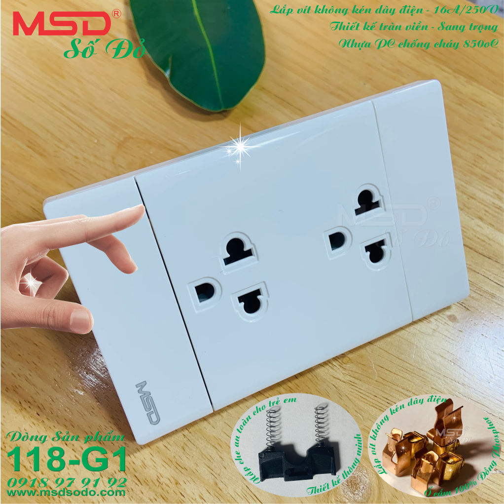 Ổ CẮM ĐIỆN ĐÔI 3 CHẤU - MSD-B8 - HÀNG CAO CẤP