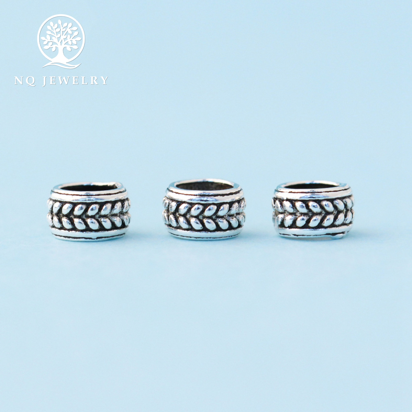 [HCM]Charm bạc chặn hạt họa tiết bông lúa - NQ Jewelry