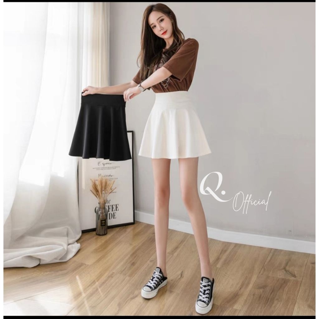 Chân Váy Chữ A Dáng Xòe Vải PoLy Cạp Chun Có Lót Quần Bên Trong