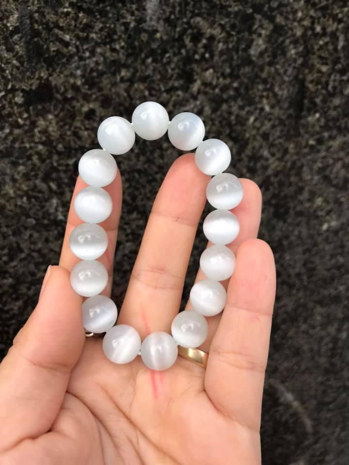 [HCM]VÒNG TAY ĐÁ MẮT MÈO TRẮNG đủ size