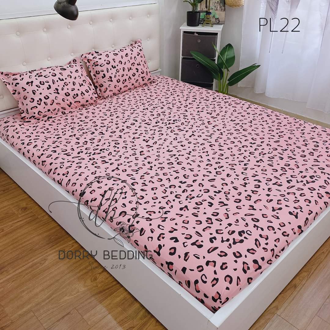 Bộ ga gối 3 món 1m6x2m mẫu da báo hồng