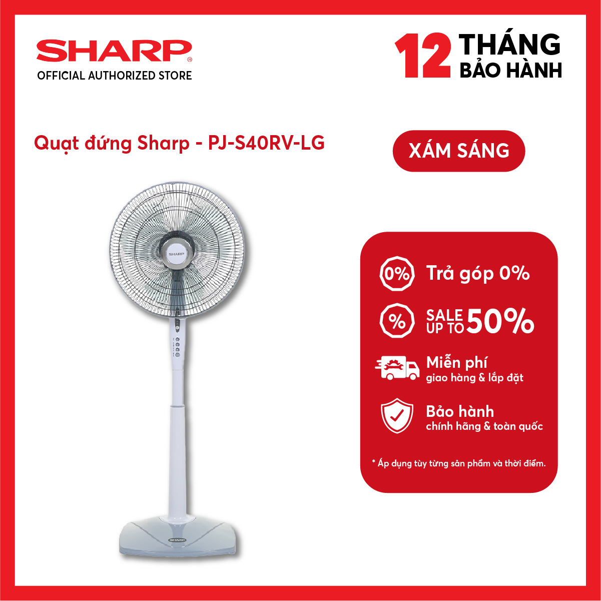 Quạt đứng Sharp không có điều khiển PJ-S40MV-LG