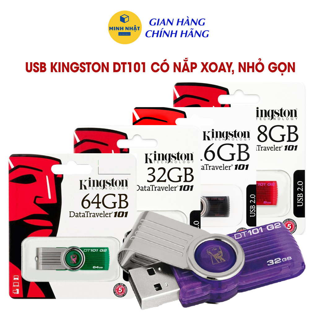 USB Kingston DT101 vỏ nhựa 64Gb 32Gb 16Gb 8Gb 4Gb 2G - USB 2.0, chống nước