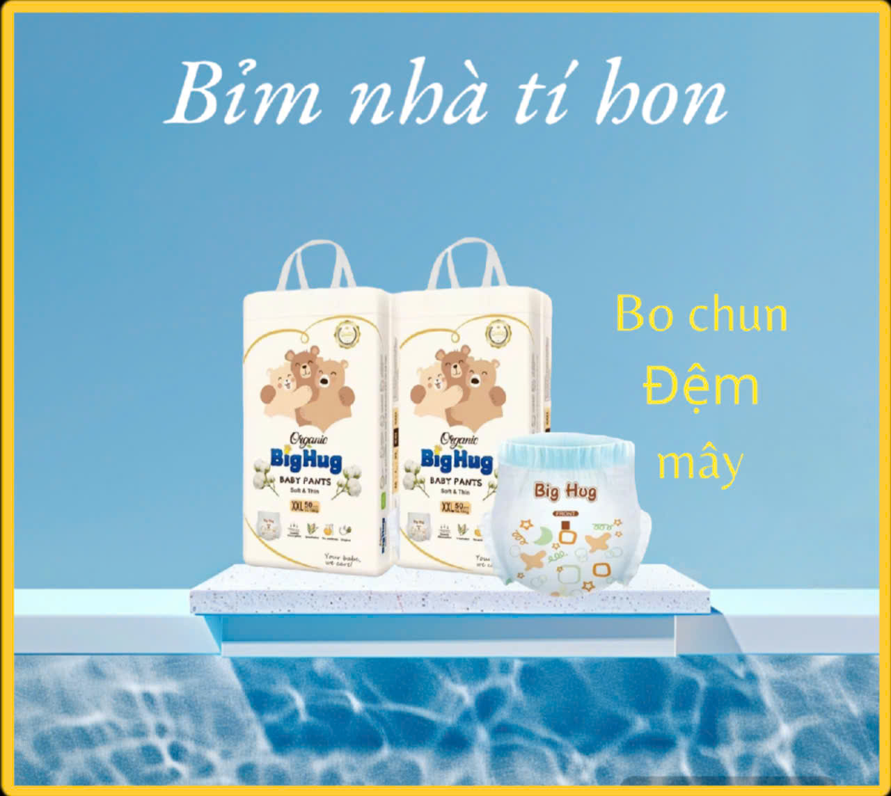 100 Miếng Bỉm Tả Quần BIG HUG Phom Bo Chun Đệm Mây Mềm Mại Cho Bé Yêu