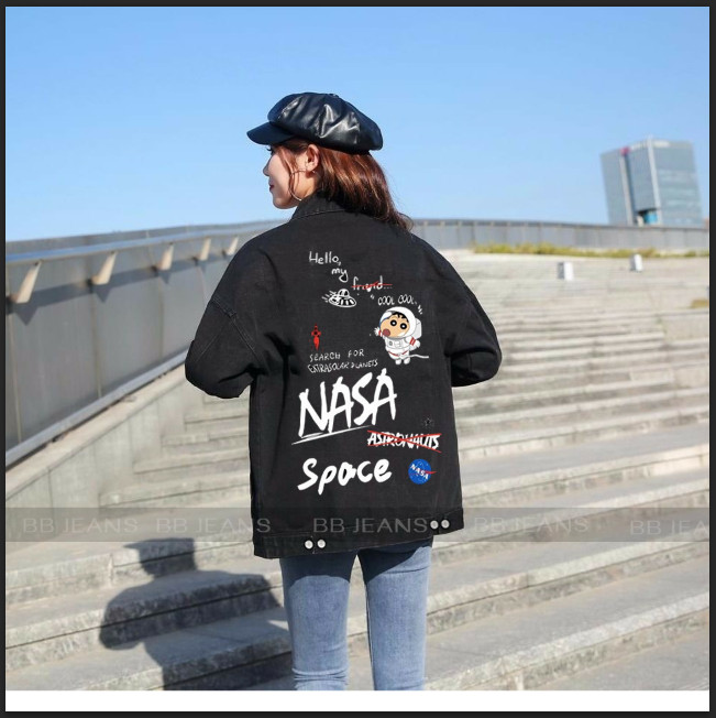 [HCM]Áo khoác jean nam nữ Unisex Hàn Quốc Let Rock cùng hát lên nào form rộng M-L-XL màu xám trắng đẹp - hàng shop bao đẹp