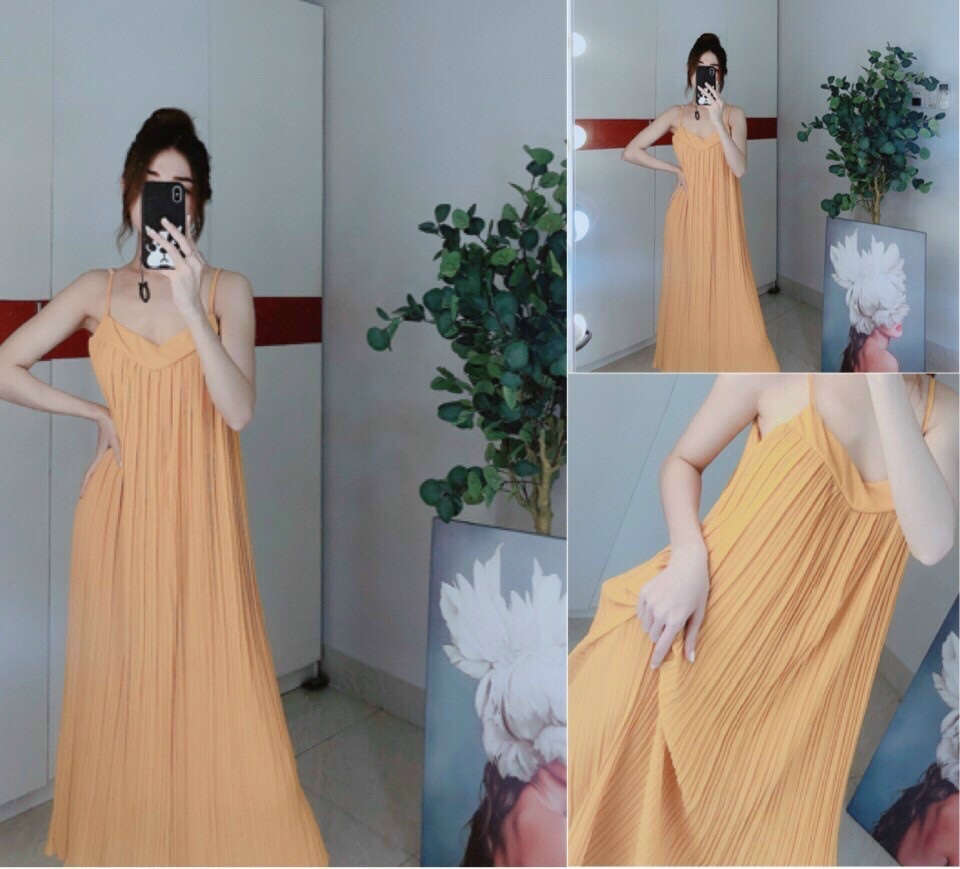 đầm dập ly suông 2 dây +ảnh thật