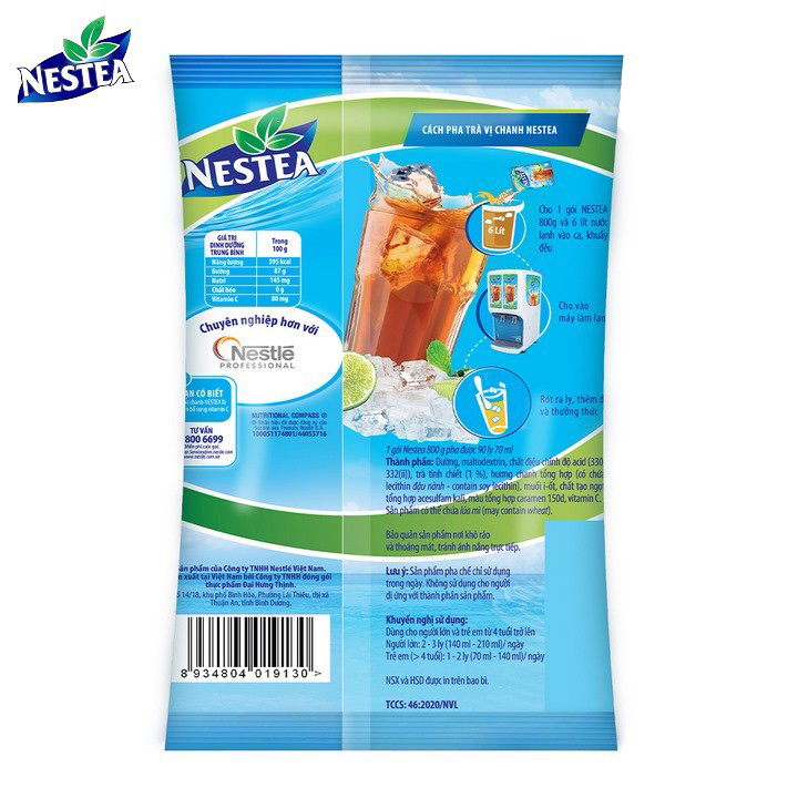 Combo 3 gói Trà vị chanh Nestea (gói 800g)