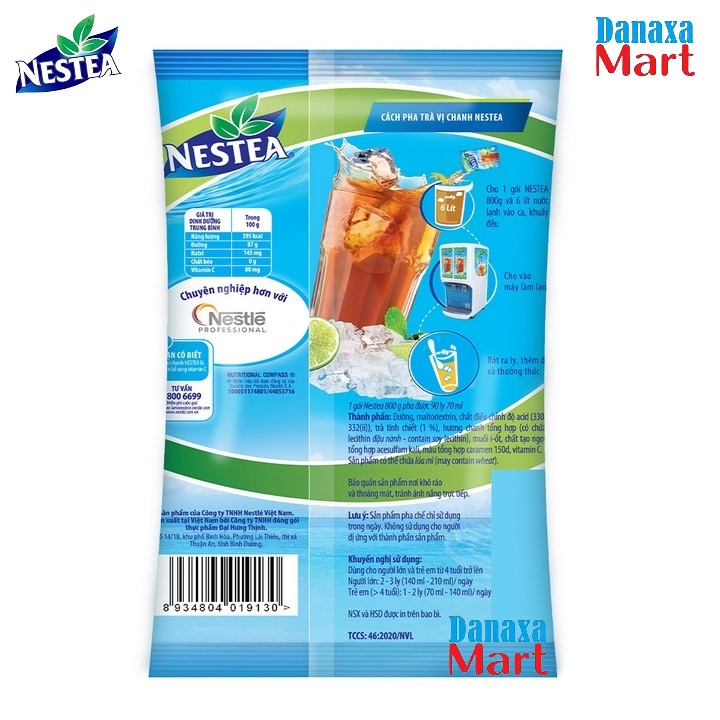 Combo 4 /3 /2 Gói Trà NESTEA Vị Chanh 800g