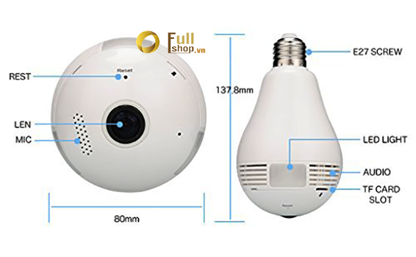 Camera wifi V380pro Panorama VR360