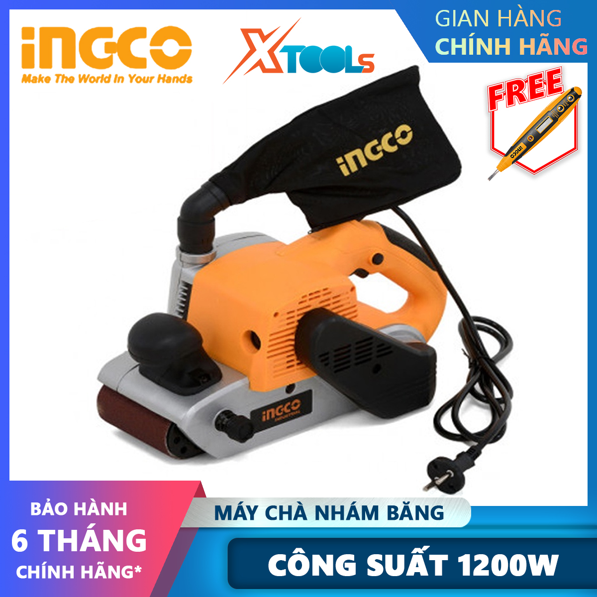 Ingco pbs12001 vacuum belt sander | 1200W idle speed portable wood scrubber 500 meters/minute 610mm x 100mm xtools