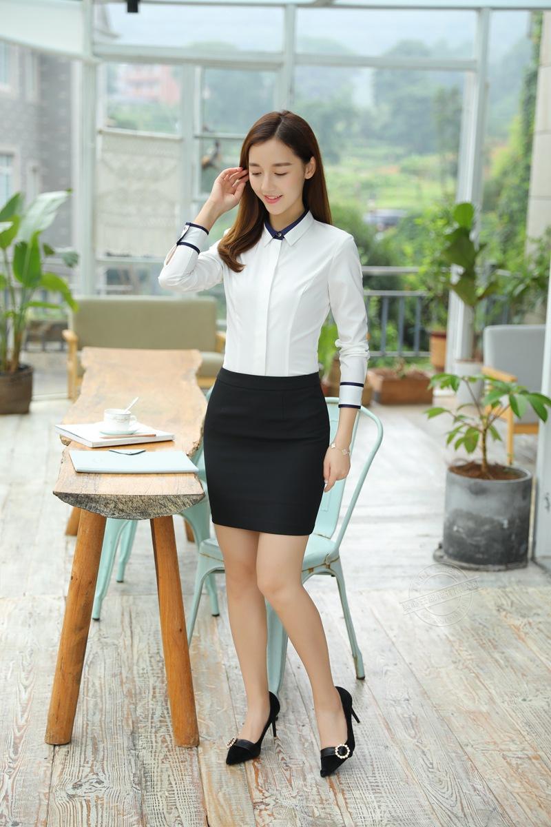 Áo sơ mi công sở nữ phối viền cổ áo