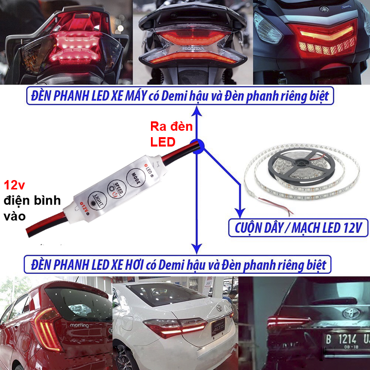 Mạch Nháy 12v đèn phanh xe nhấp nháy, dây LED trang trí