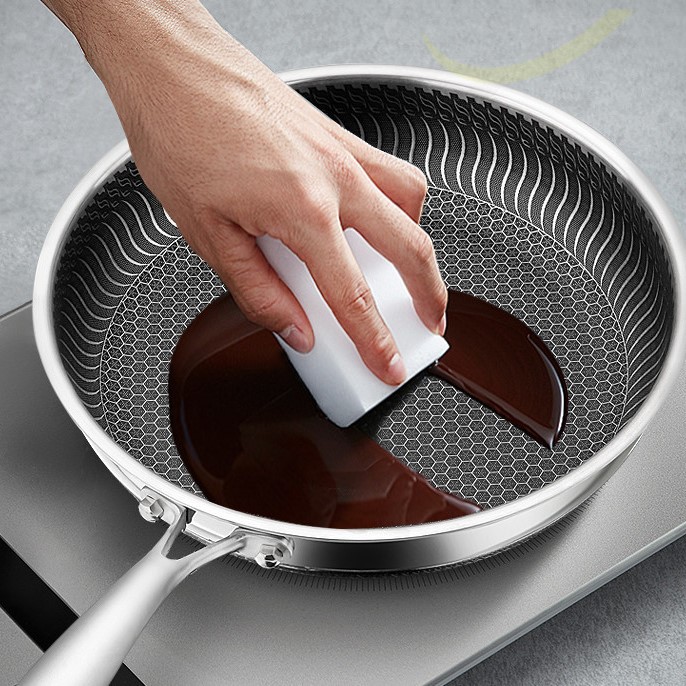 Chảo Chống Dính Tổ Ong BlackCube Inox 316L Cao Cấp, Đáy Khắc Laser Dẫn Nhiệt Đều