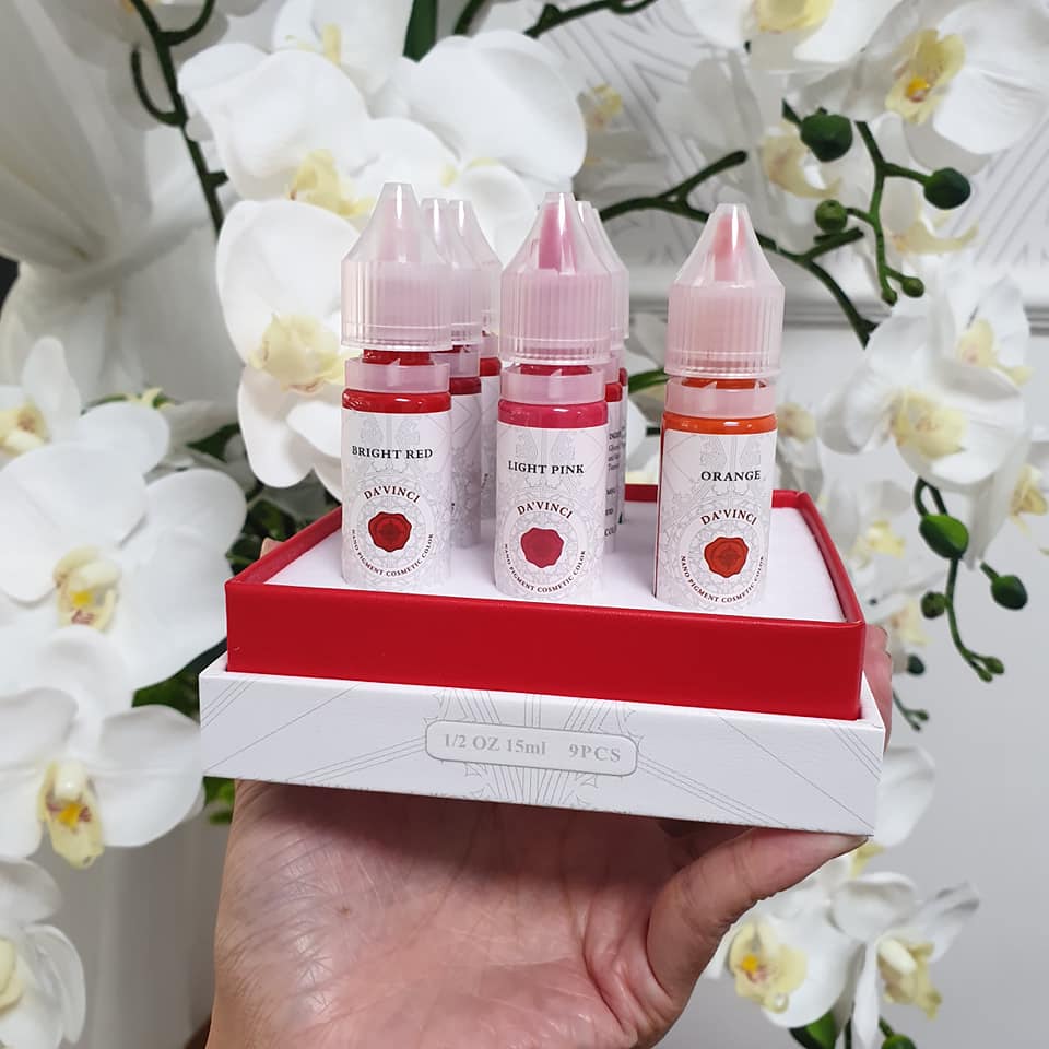 Set 3 Mưc Xăm Màu Hồng + Vàng + Cam Davinci