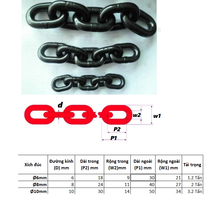 Dây xích đúc tải cao Ø [ 10mm ]