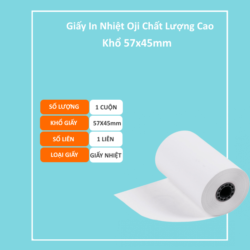 Giấy In Nhiệt K57 đường kính 45mm Oji 1 Cuộn