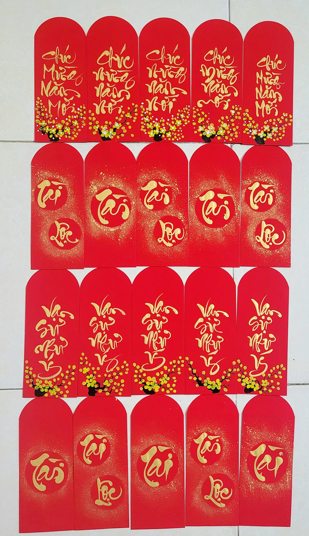 Bao lì xì thư pháp