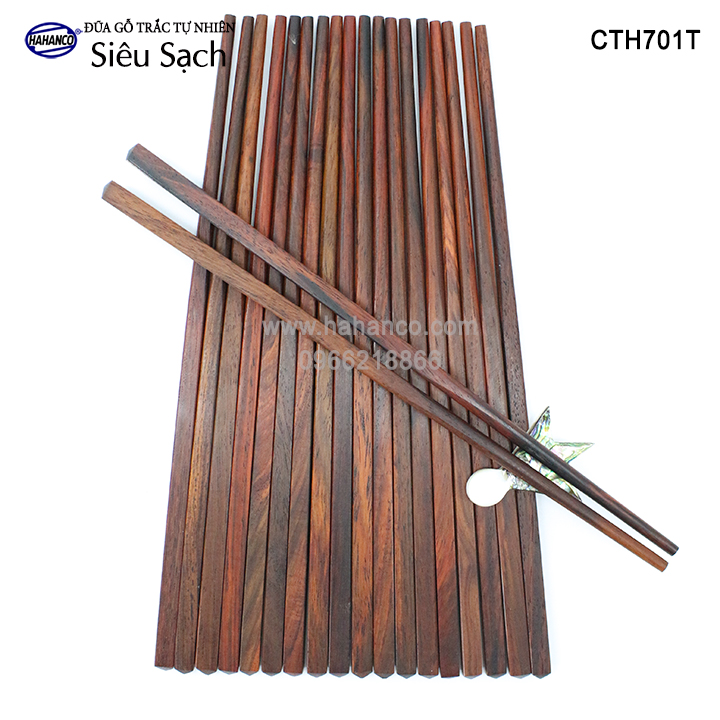 Đũa gỗ Trắc trơn Siêu Sạch vân cực đẹp (10 đôi đũa vuông) gỗ Trắc tự nhiên (CTH701TV) Chopstick of HAHANCO