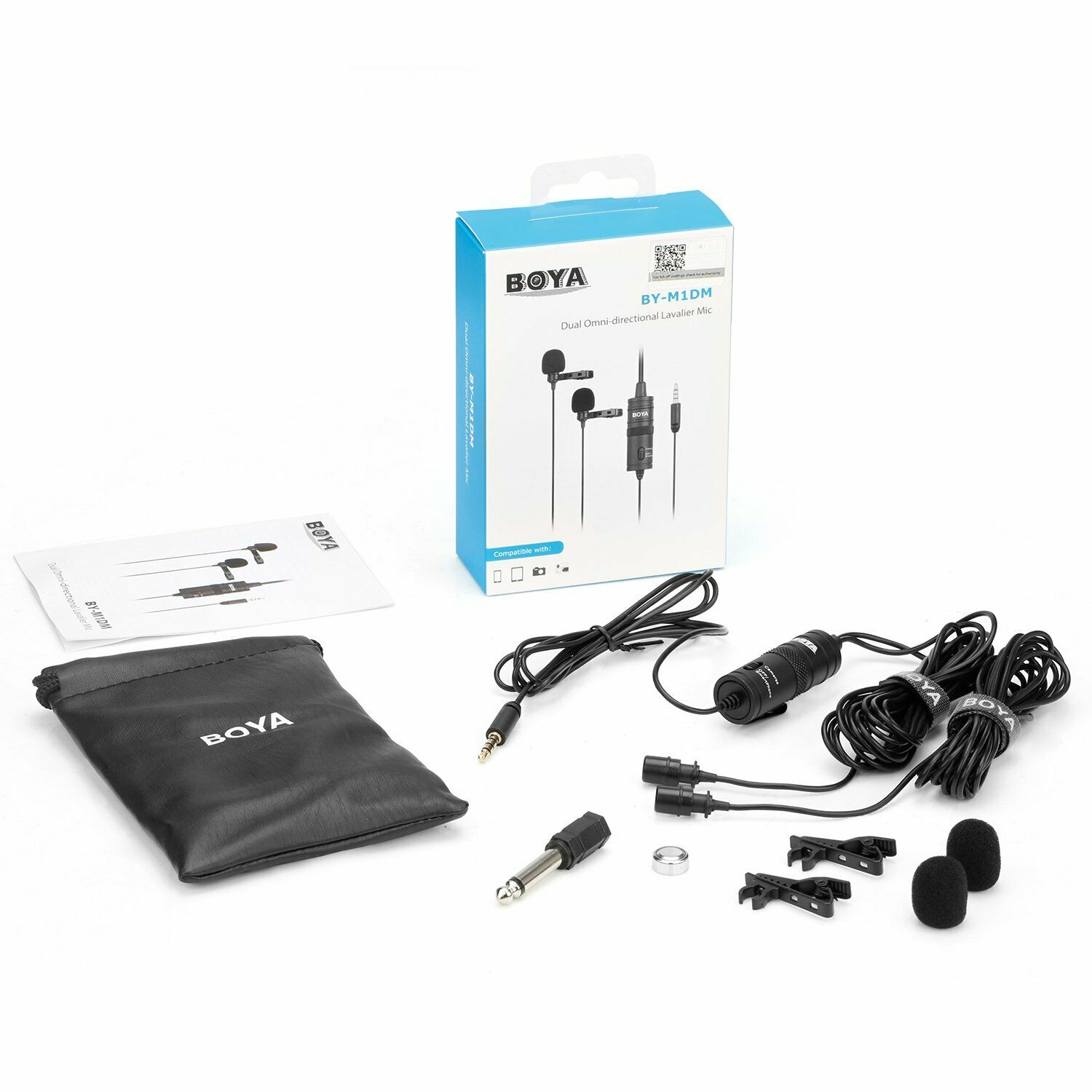 Mic thu âm gài áo Boya BY-M1DM, micro cho 2 người