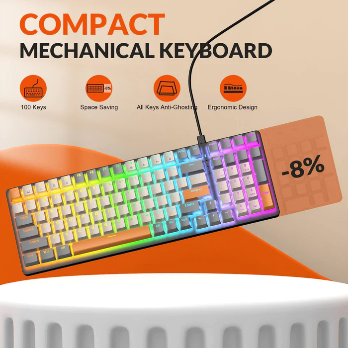 Bàn phím cơ red switch gaming ZIYOULANG K3 loại 87 KEYS - led đa màu 10 chế độ tuỳ chỉnh - Nhất Tín Computer