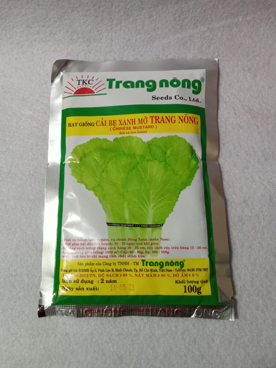 Hạt giống cải bẹ xanh mỡ hiệu Trang Nông  - gói 100 gram