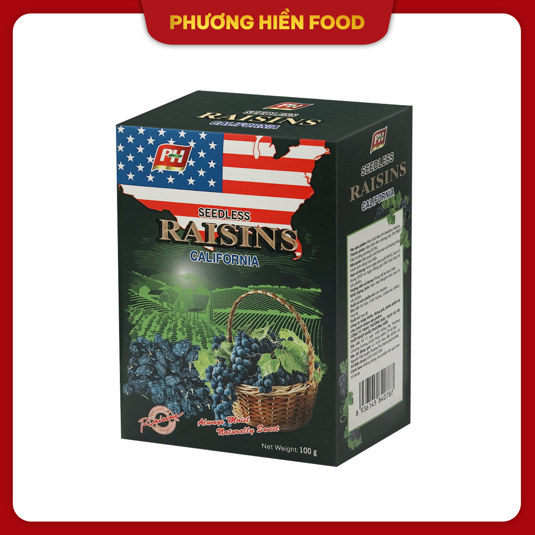 Nho khô đen PH Seedless Raisins 100g [PHG-0787]