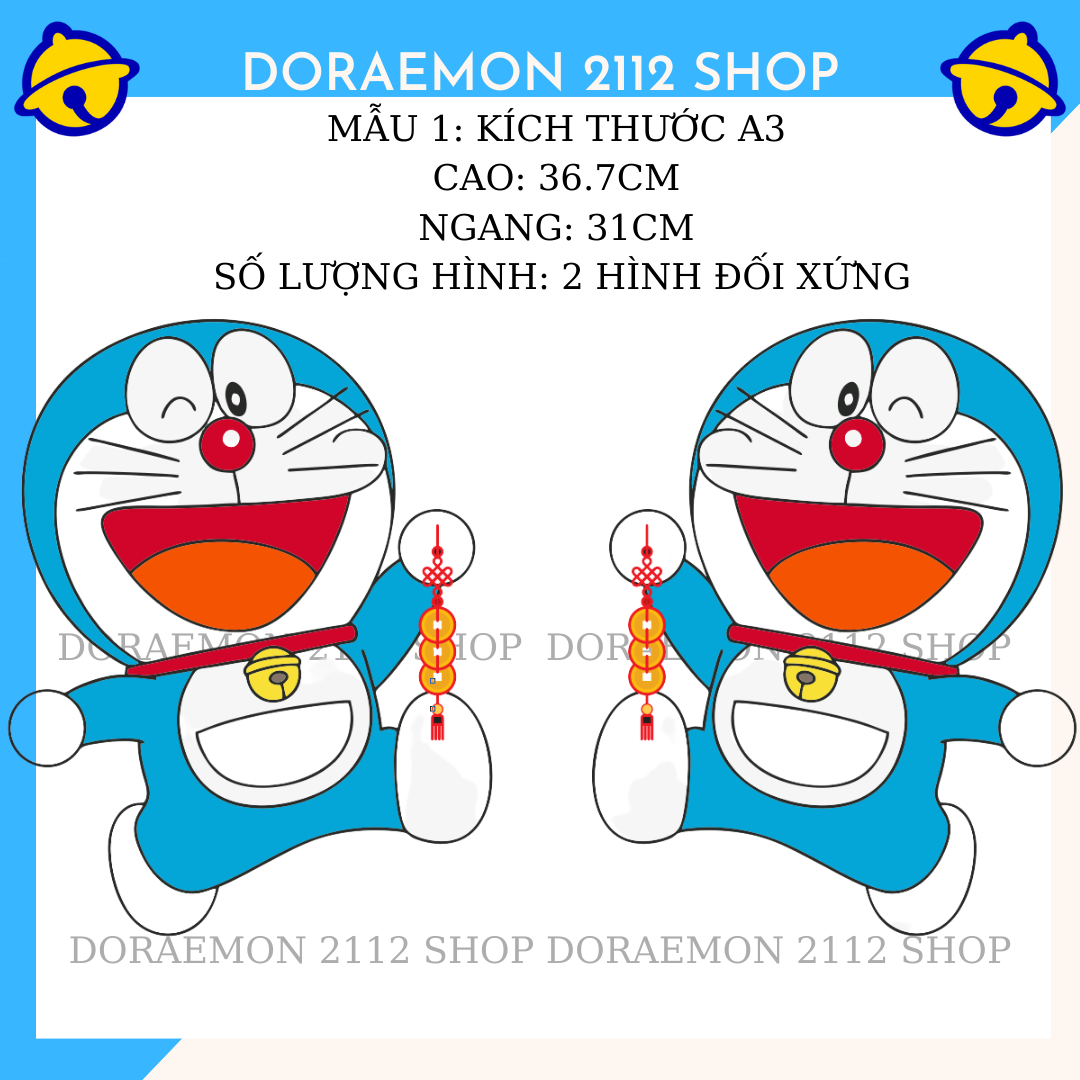 2 HÌNH DÁN DORAEMON CHIÊU LỘC KÍCH THƯỚC A3 A4