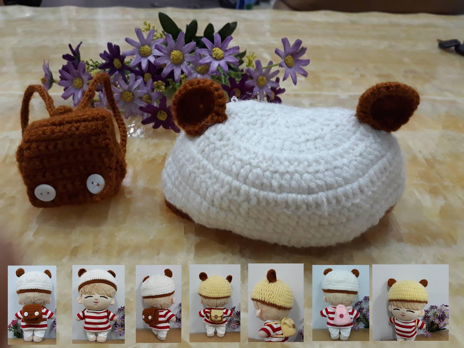 Mũ gấu + ba lô đi học Outfit doll kpop