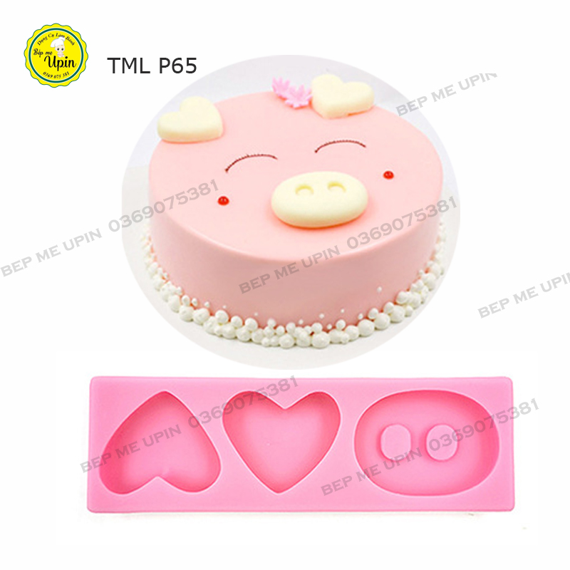 Khuôn silicone trái tim và mũi heo làm bánh rau câu, socola siêu cute đáng yêu