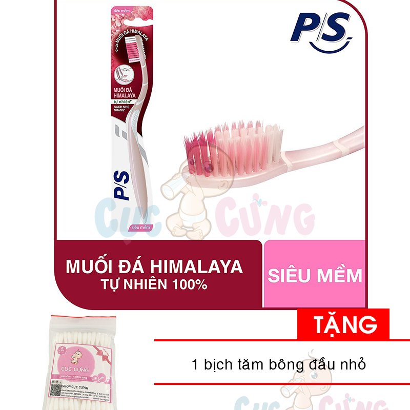 Bàn Chải Đánh Răng P/S Muối Đá Himalaya Tặng bịch tăm bông đầu nhỏ