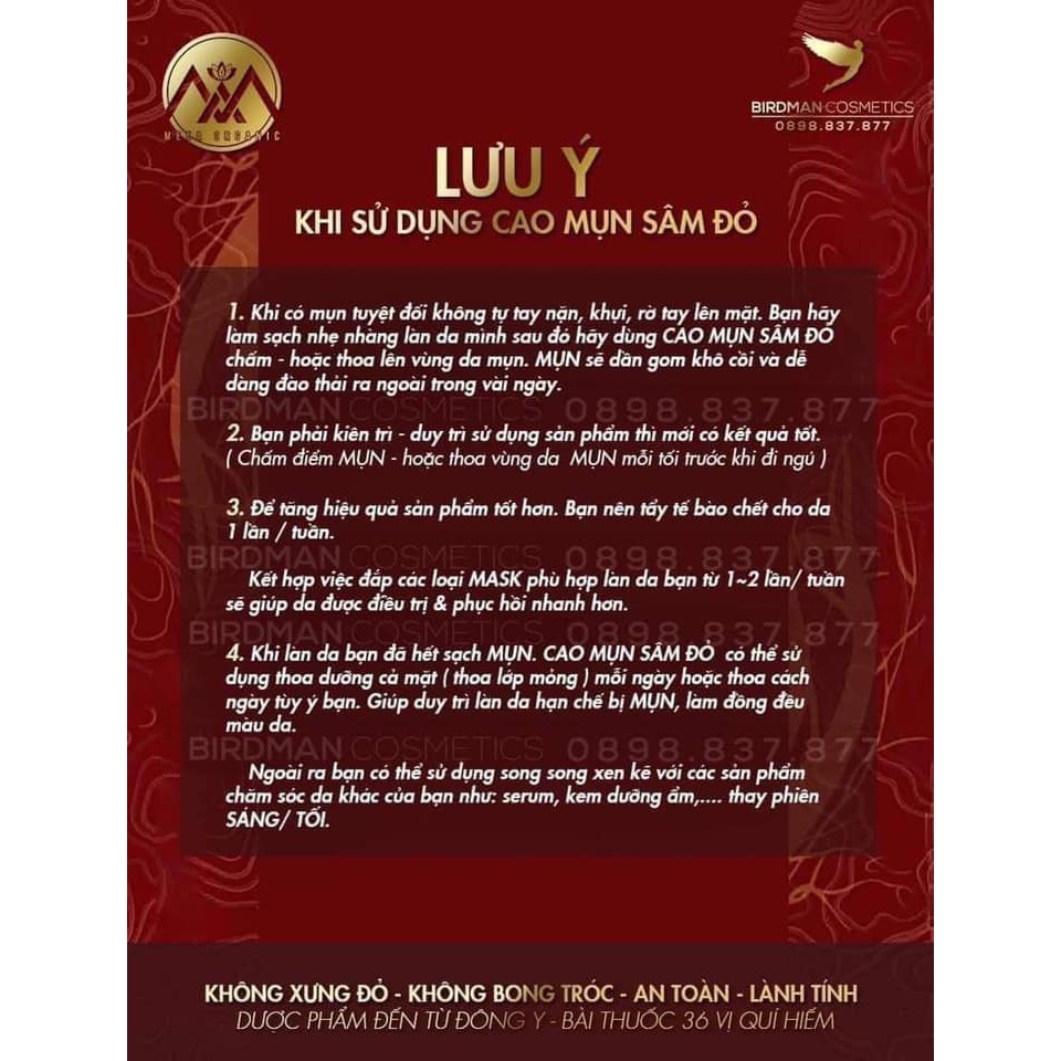 [Chính hãng 100%] Cao Mụn Sâm Đỏ Hũ To 15gr