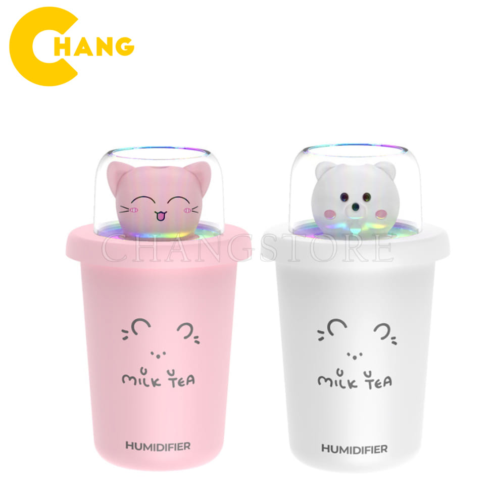 Máy Tạo Độ Ẩm Phun Sương Văn Phòng Phòng Ngủ, Máy Lọc Không Khí Hình Cốc Trà Sữa