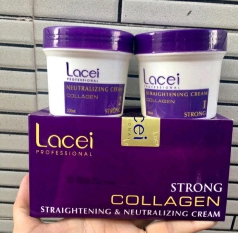 (Hộp giấy 200ml) Thuốc duỗi tóc không cần kẹp nhiệt tại nhà Collagen Lacei 200mlx2 giá rẻ
