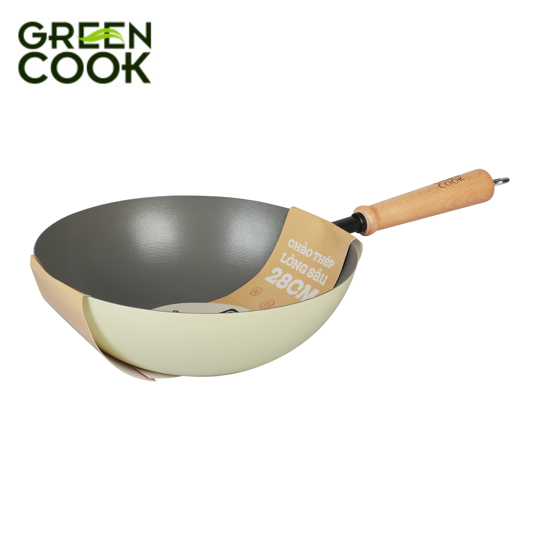 Chảo Thép Sâu Chống Dính 28 cm Green cook GCW257-28IH - Hàng Chính Hãng Green Cook - Hình ảnh 5
