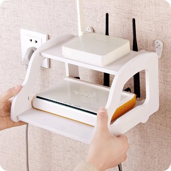 KỆ GẮN TƯỜNG TRANG TRÍ MINI 2 TẦNG ĐỂ MODEM, WIFI