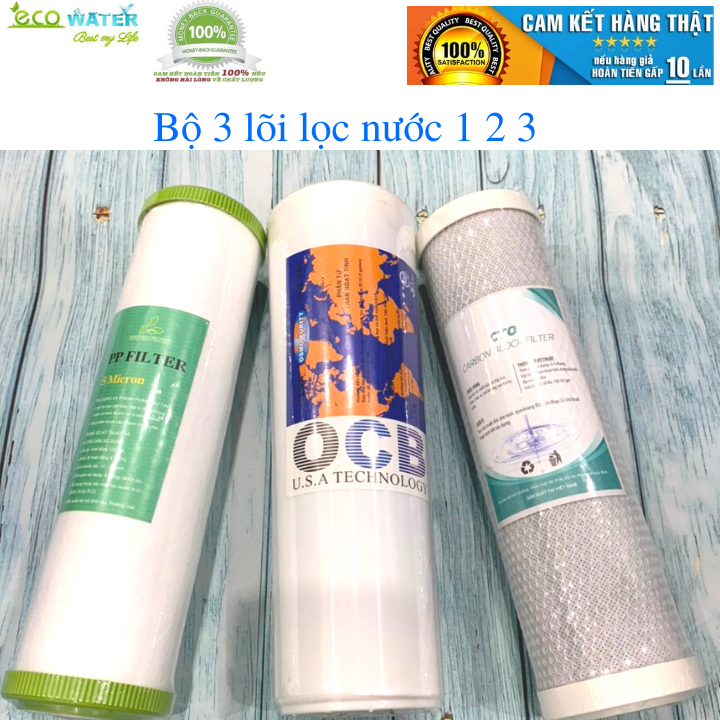 [Tặng kèm tay vặn cốc] Combo lõi lọc nước 1,2,3 - T33