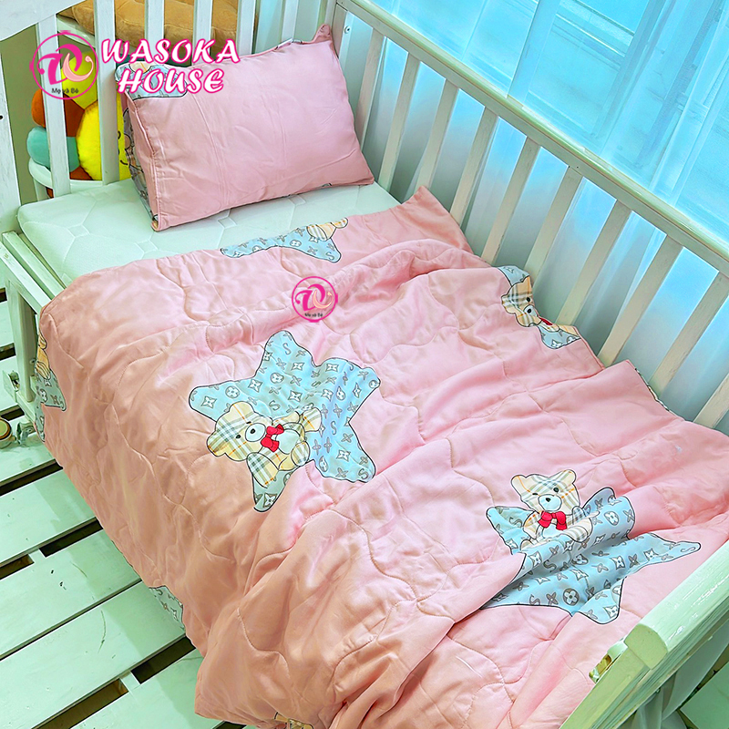 Free gift bag 1-5 year old kids pillow blanket set Tencel soft high quality cool plush boys pattern cute girl