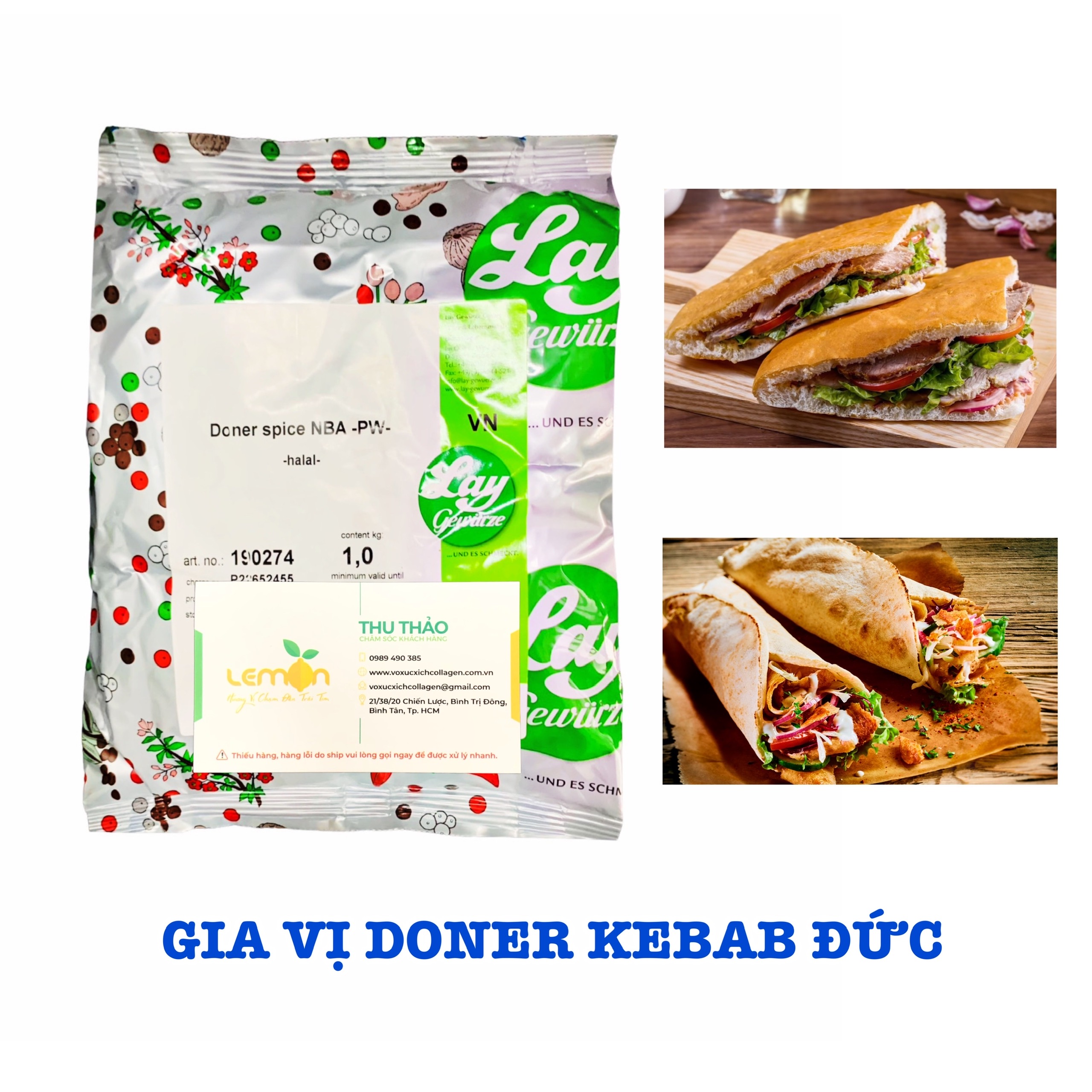 500g Gia vị Doner Kebab ướp thịt nướng bánh mì Thổ Nhĩ Kỳ