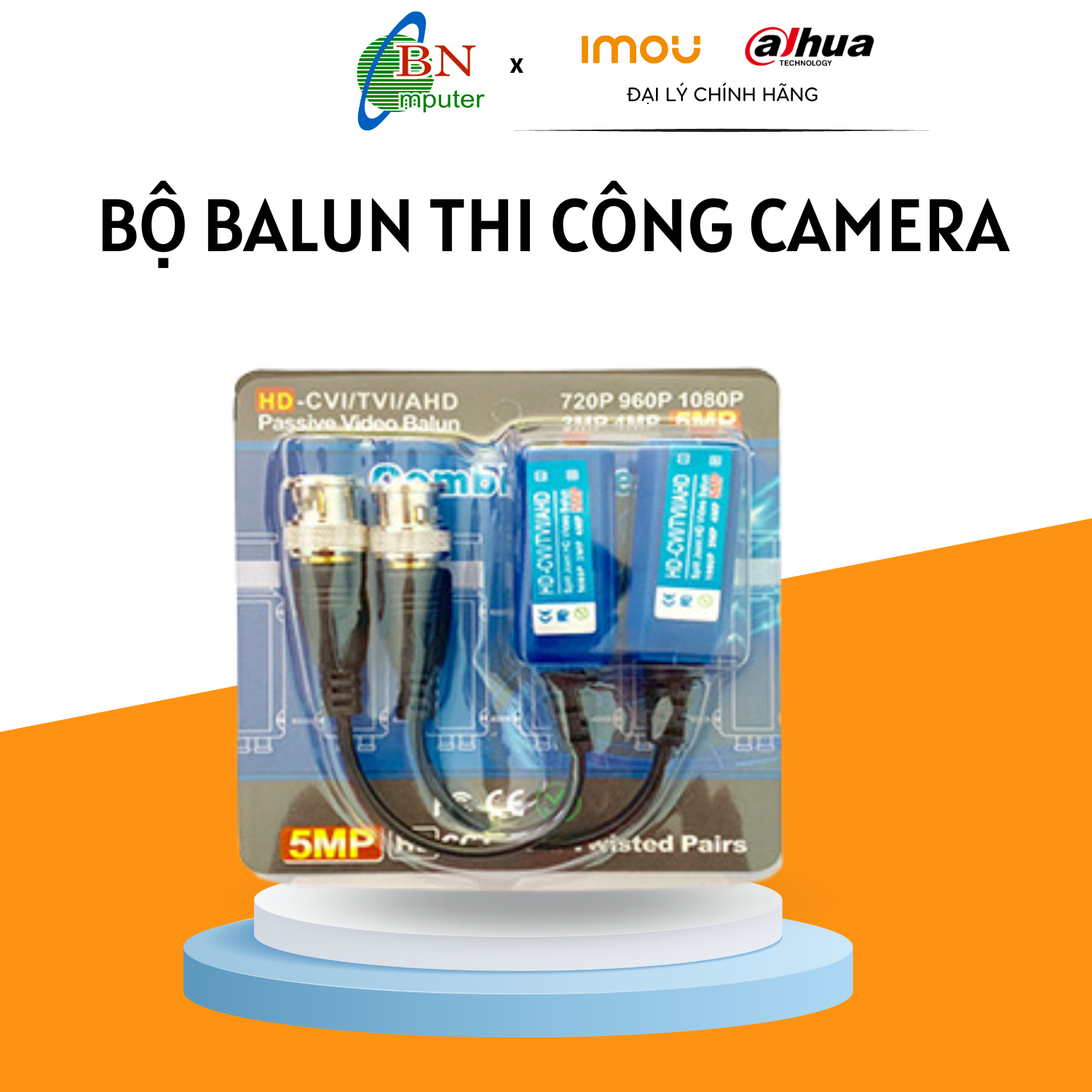 Cặp Jack balun 5MP thi công camera