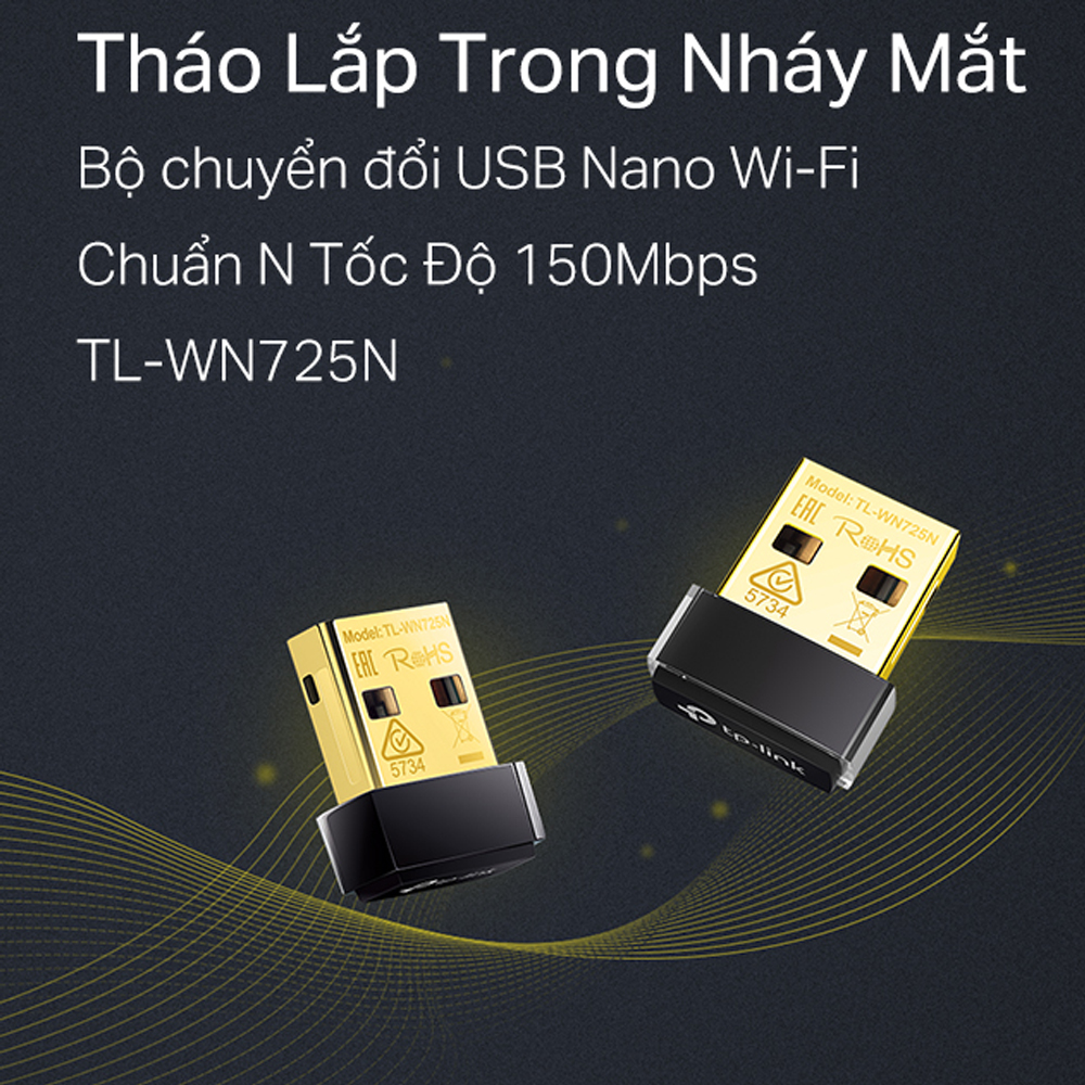 [cổng cắm mạ vàng✨] Bộ Chuyển Đổi USB Wifi TP-Link TL-WN725N Chuẩn N 150Mbps