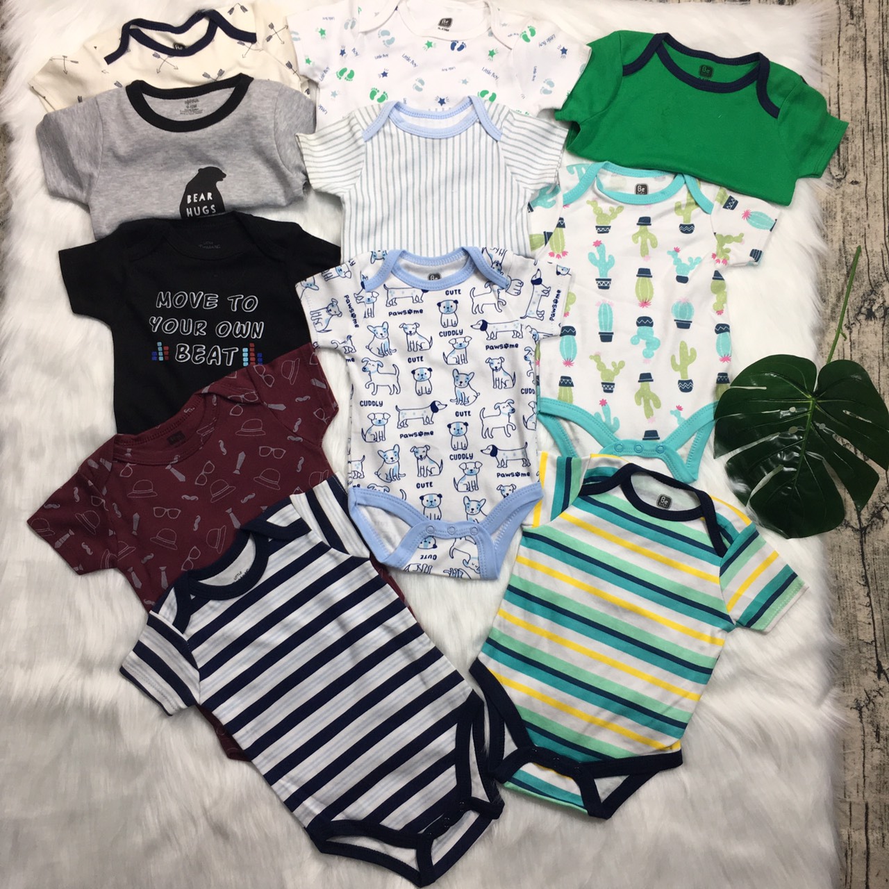 Bộ bodysuit cộc tay chất cotton cho bé trai bé gái từ 0-8kg BBĐCT0200 đồ sơ sinh cho bé