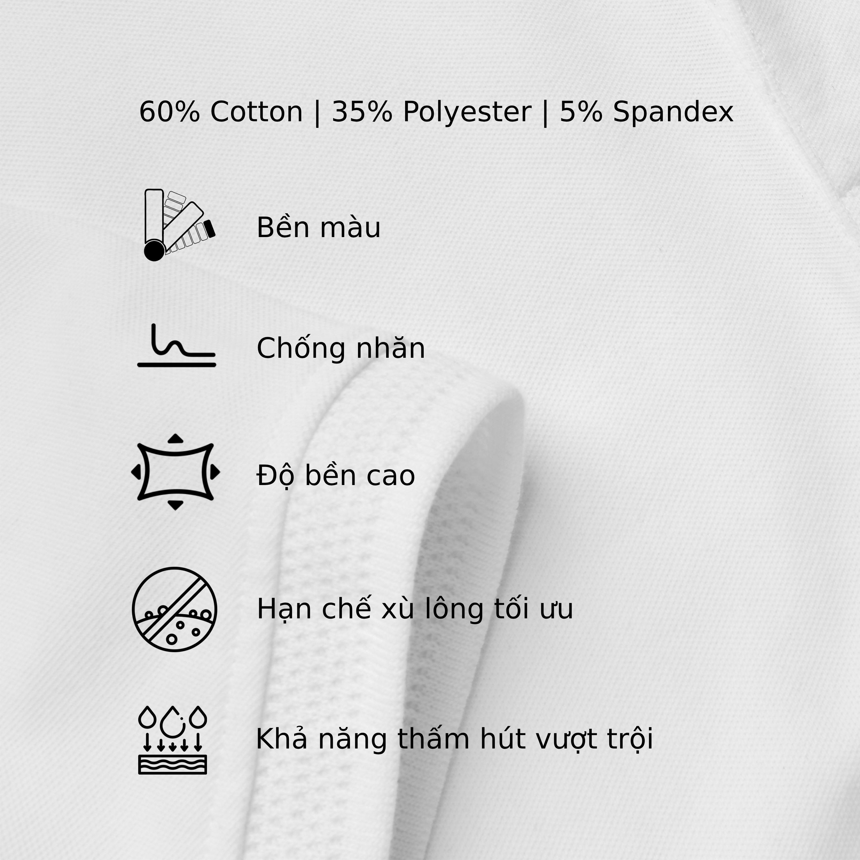 Áo polo nam Dinter basic, chất liệu CVC Premium, màu White, dáng Regular, co giãn, thoải mái