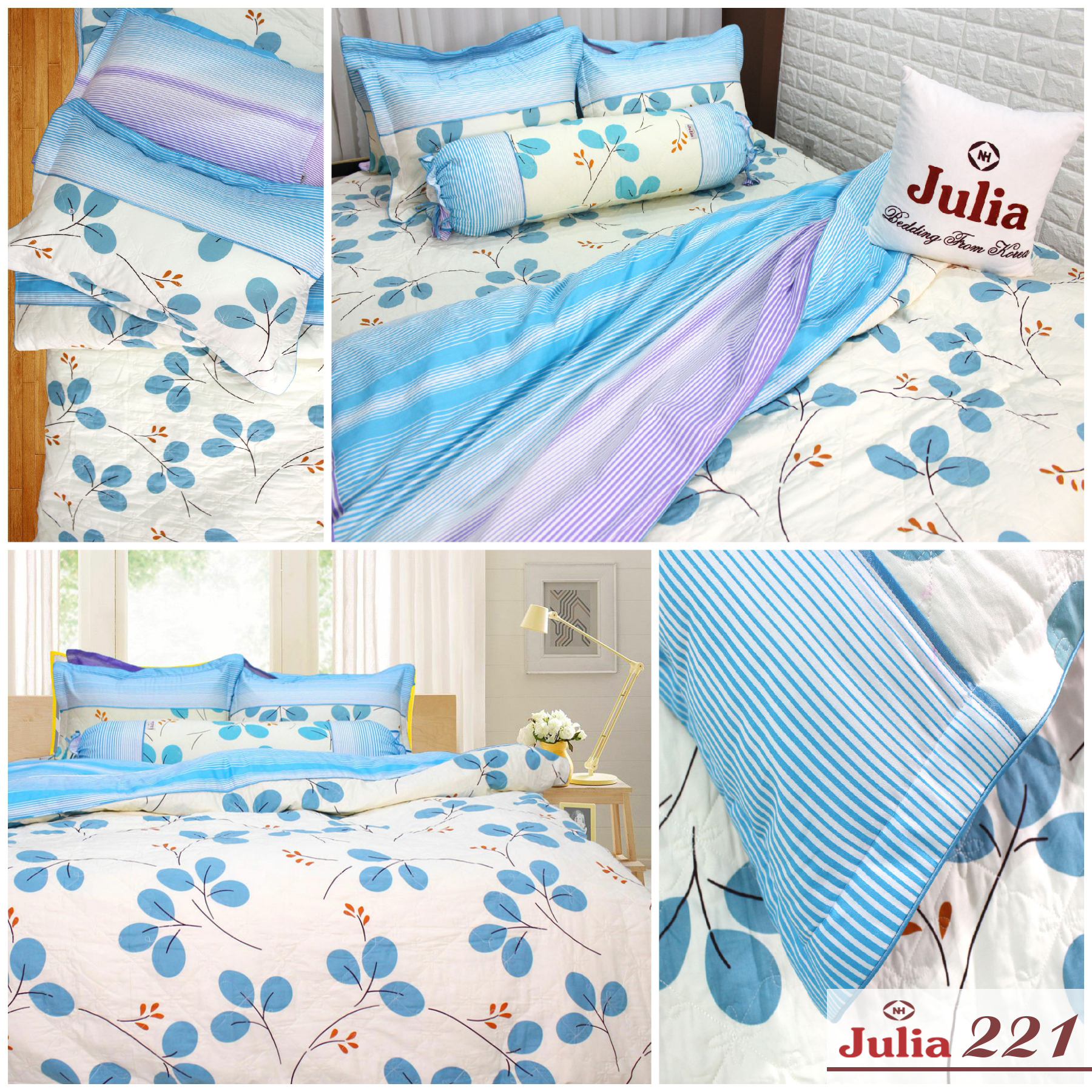 Bộ chăn ga gối 100% cotton Hàn Quốc Julia