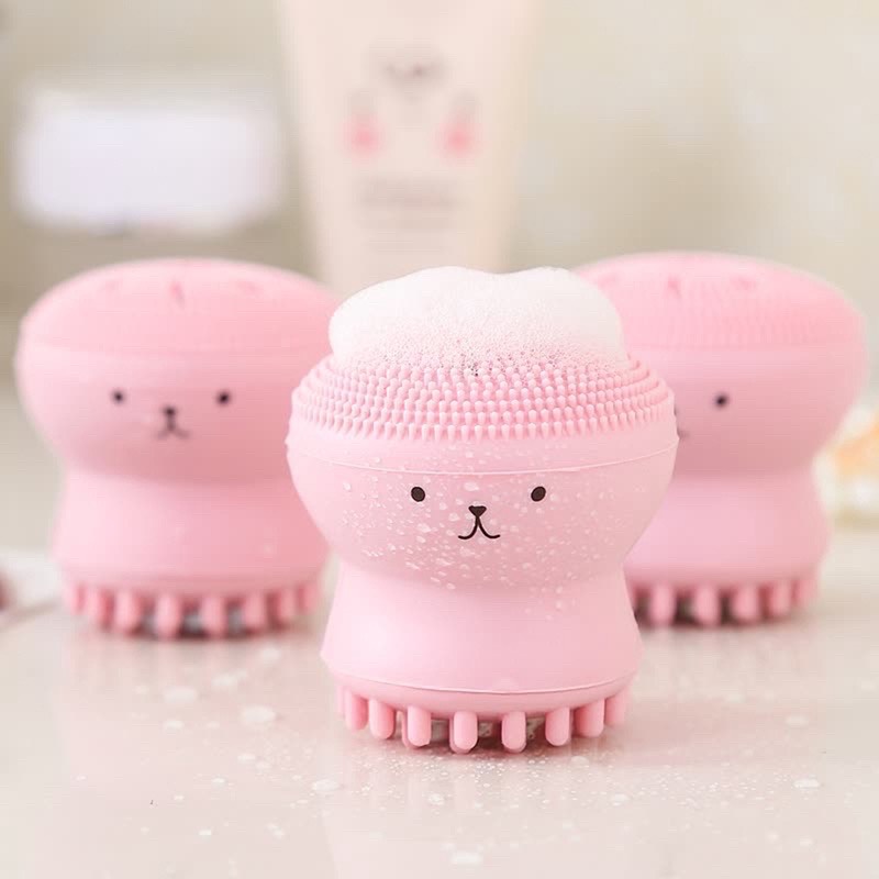 Cọ rửa mặt bạch tuộc Mút rửa mặt silicone (Hồng)