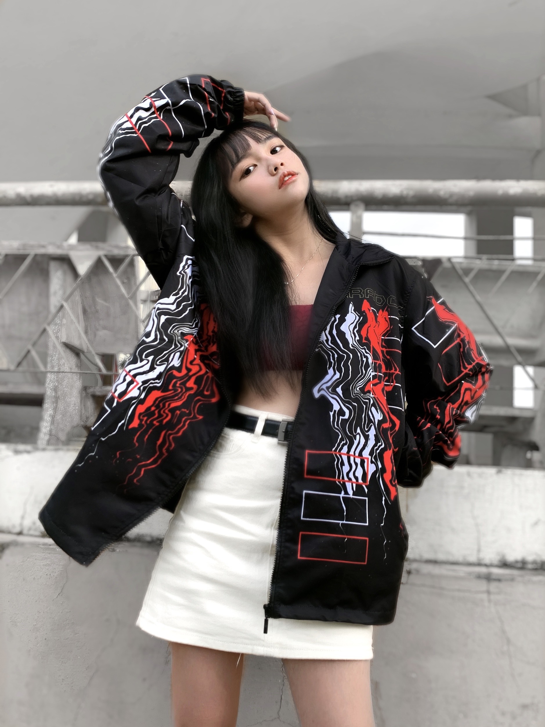 PARADOX Áo khoác dù dây kéo MINERAL ZIP OVER-PRINTED JACKET