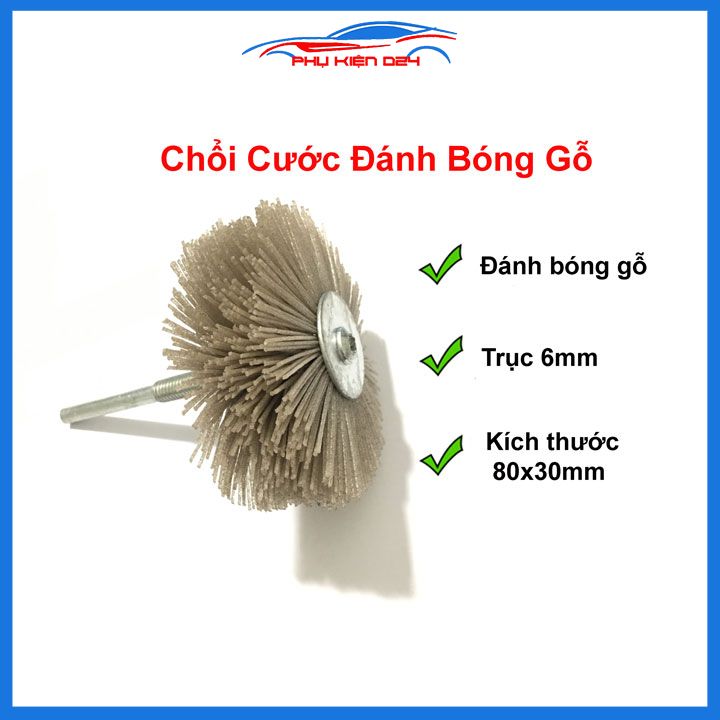 Chổi cước đánh bóng gỗ 80x30mm chân 6mm, chổi cước quật chà nhám đánh bóng gỗ