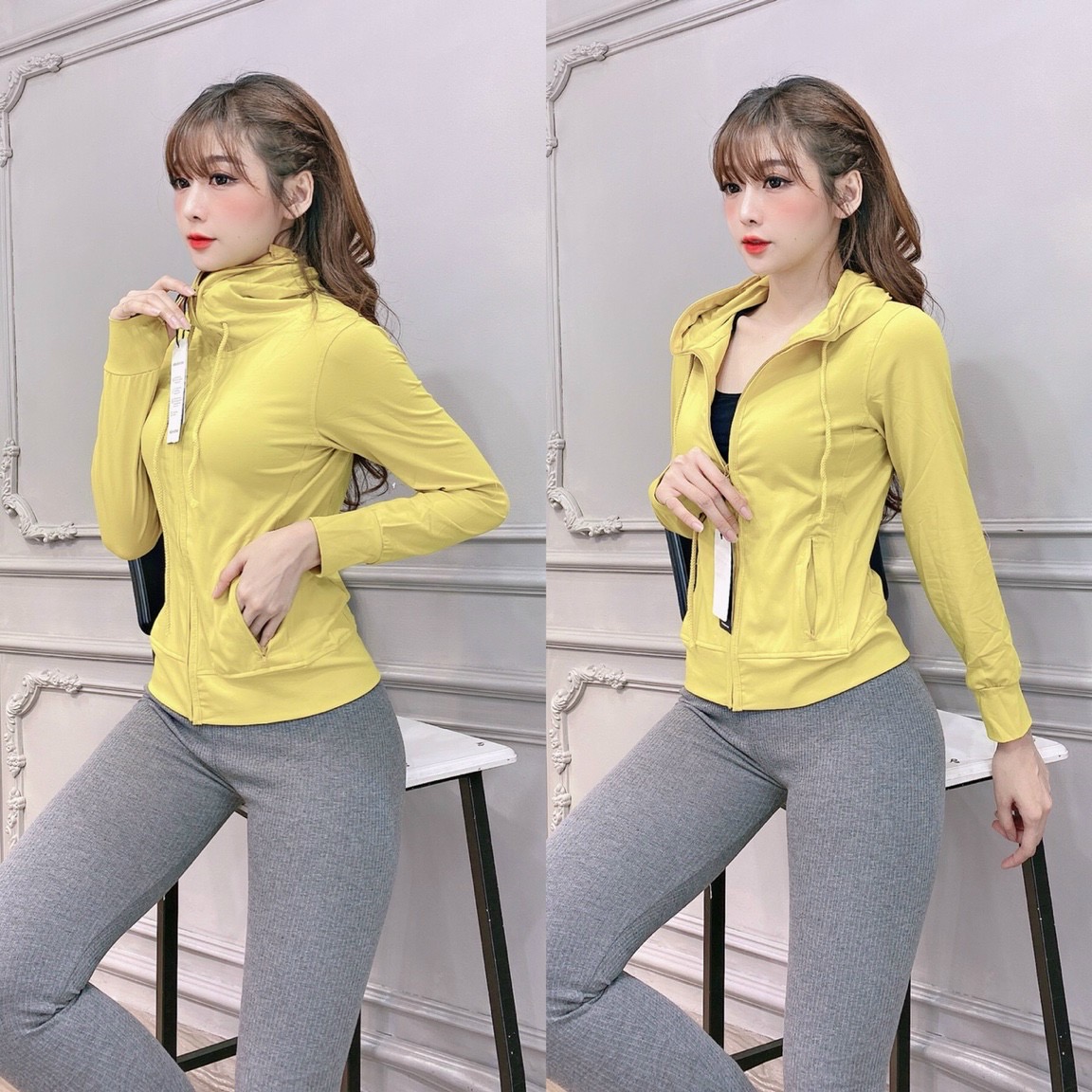 Áo khoác nữ ôm body mẫu trơn basic vải thun lạnh mặc mát